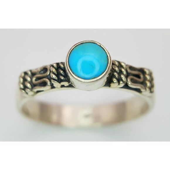 Vintage Sterling Silver Turquoise Snake Ring Size 8.5 - Picture 2 of 7